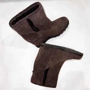 UGG brown wedge booties